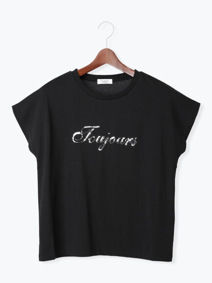 【接触冷感】スパンコールロゴフレンチスリーブTシャツ(オフホワイト/ブラック/ネイビー)|Te chichi TERRASSE(テチチ テラス)通販