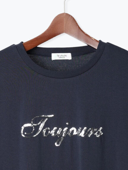 【接触冷感】スパンコールロゴフレンチスリーブTシャツ(オフホワイト/ブラック/ネイビー)|Te chichi TERRASSE(テチチ テラス)通販