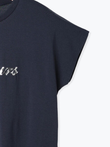 【接触冷感】スパンコールロゴフレンチスリーブTシャツ(オフホワイト/ブラック/ネイビー)|Te chichi TERRASSE(テチチ テラス)通販