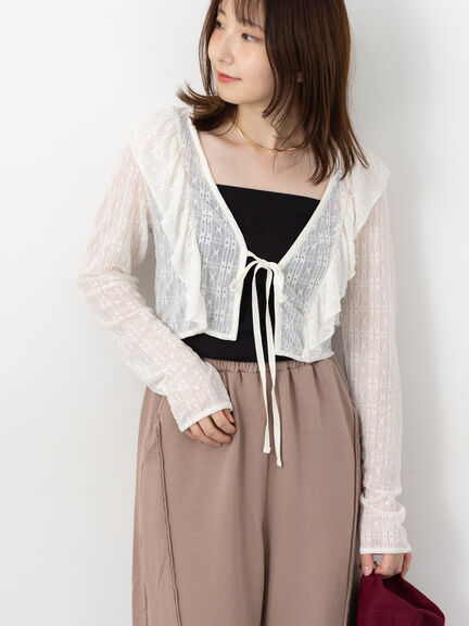 カットレースボレロカーディガン(オフホワイト/ブラック)|Te chichi TERRASSE(テチチ テラス)通販