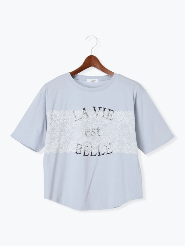 レースロゴプリントTシャツ(ブルー)|Te chichi TERRASSE(テチチ テラス)通販