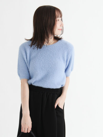 ラメシャギーハーフスリーブニット(グレー/チャコールグレー/レッド/ブルー)|Te chichi TERRASSE(テチチ テラス)通販