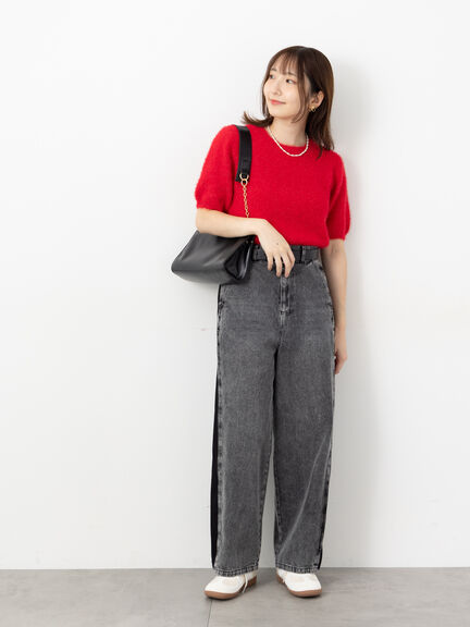 ラメシャギーハーフスリーブニット(グレー/チャコールグレー/レッド/ブルー)|Te chichi TERRASSE(テチチ テラス)通販