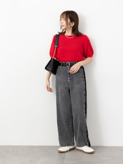 ラメシャギーハーフスリーブニット(グレー/チャコールグレー/レッド/ブルー)|Te chichi TERRASSE(テチチ テラス)通販