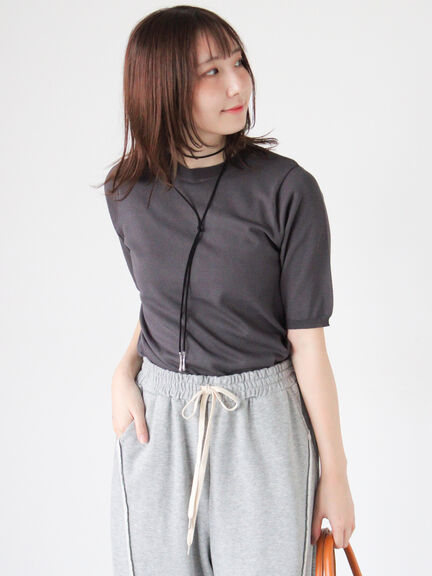 ハーフスリーブニット(オフホワイト/チャコールグレー/ブラウン/パープル)|Te chichi TERRASSE(テチチ テラス)通販