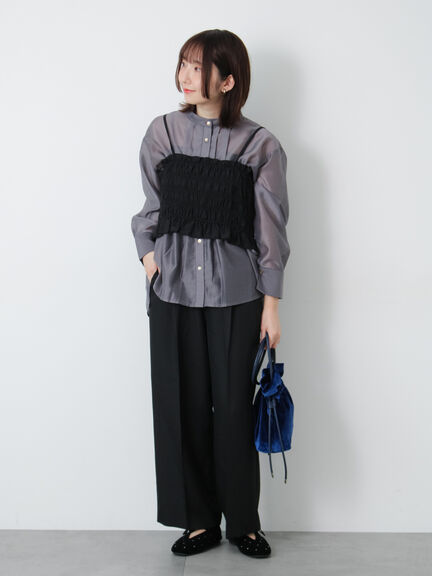 フロントタック入りシアーシャツ(オフホワイト/グレー/イエロー/ネイビー)|Te chichi TERRASSE(テチチ テラス)通販