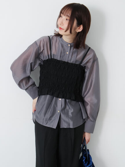 フロントタック入りシアーシャツ(オフホワイト/グレー/イエロー/ネイビー)|Te chichi TERRASSE(テチチ テラス)通販