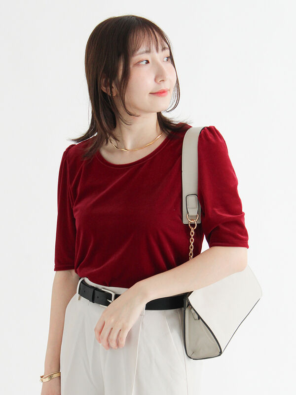 シアーベロアパフトップス(レッド)|Te chichi TERRASSE(テチチ テラス)通販