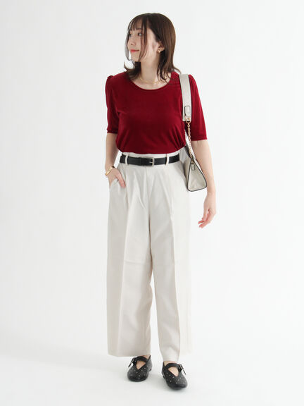 シアーベロアパフトップス(オフホワイト/ブラック/レッド)|Te chichi TERRASSE(テチチ テラス)通販