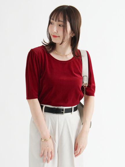 シアーベロアパフトップス(オフホワイト/ブラック/レッド)|Te chichi TERRASSE(テチチ テラス)通販