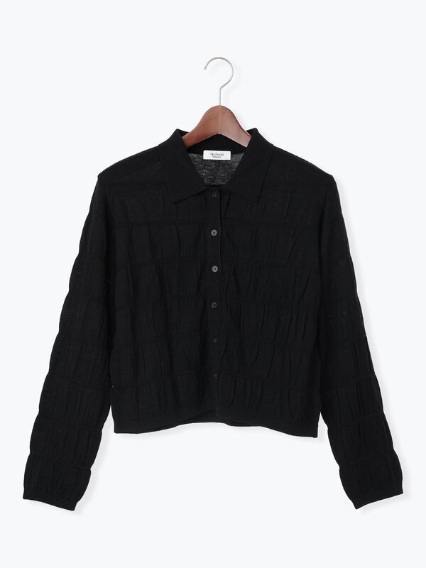 シャーリング衿付きカーディガン《2025autumn catalog item》(ブラック)|Te chichi TERRASSE(テチチ テラス)通販