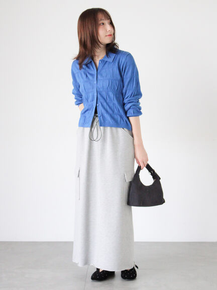 シャーリング衿付きカーディガン《2025autumn catalog item》(グレー/ブラック/ブルー)|Te chichi TERRASSE(テチチ テラス)通販