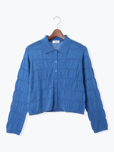 シャーリング衿付きカーディガン《2025autumn catalog item》(グレー/ブラック/ブルー)|Te chichi TERRASSE(テチチ テラス)通販