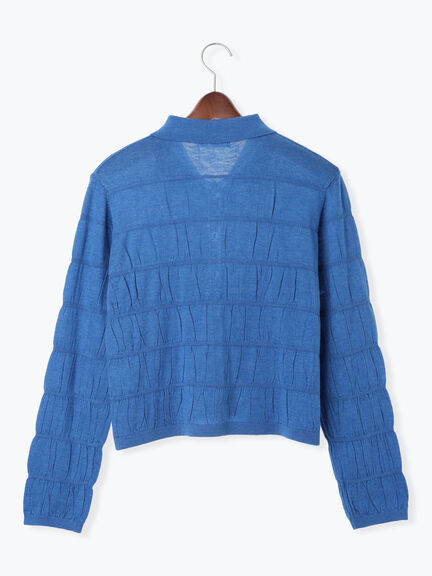 シャーリング衿付きカーディガン《2025autumn catalog item》(グレー/ブラック/ブルー)|Te chichi TERRASSE(テチチ テラス)通販