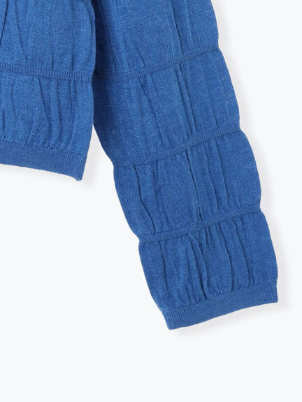 シャーリング衿付きカーディガン《2025autumn catalog item》(グレー/ブラック/ブルー)|Te chichi TERRASSE(テチチ テラス)通販