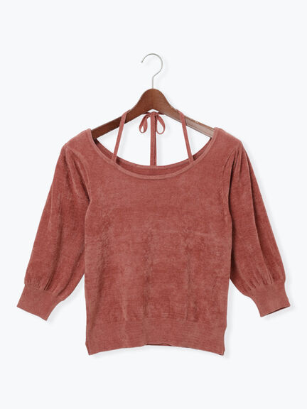 ベロアモール前後2WAYリボンニット《2025autumn catalog item》(ブラック/レッド/モカ)|Te chichi TERRASSE(テチチ テラス)通販