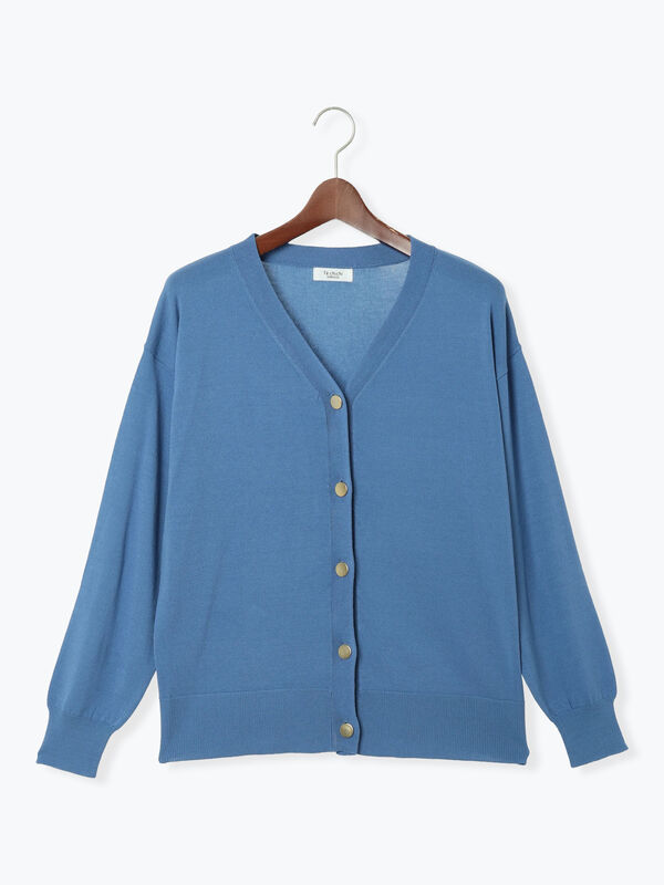 金釦Vネックリラックスカーディガン(ブルー)|Te chichi TERRASSE(テチチ テラス)通販