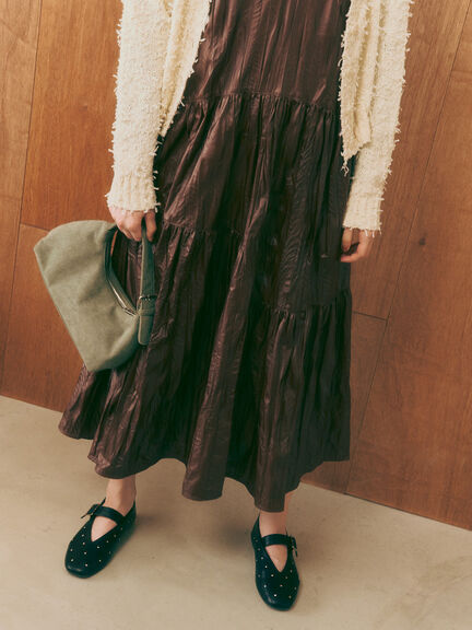 しわ加工フェイクレザーキャミワンピース《2025autumn catalog item》(ブラック/ブラウン)|Te chichi TERRASSE(テチチ テラス)通販