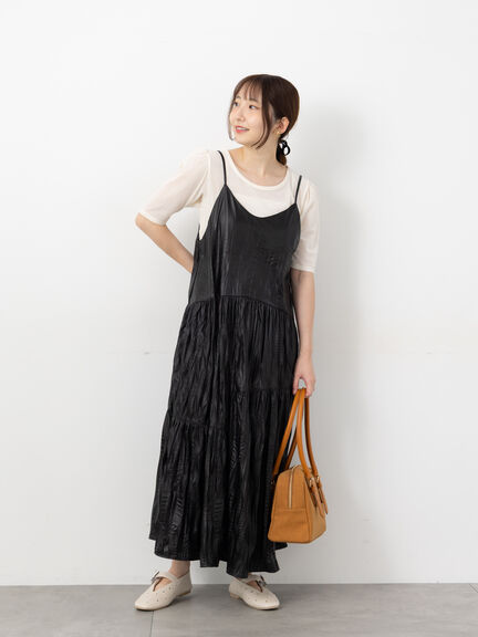 しわ加工フェイクレザーキャミワンピース《2025autumn catalog item》(ブラック/ブラウン)|Te chichi TERRASSE(テチチ テラス)通販