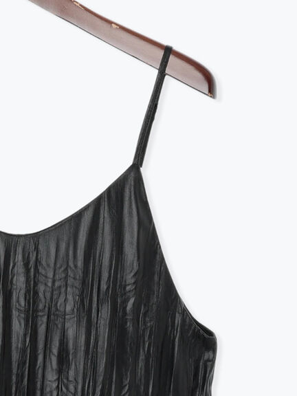 しわ加工フェイクレザーキャミワンピース《2025autumn catalog item》(ブラック/ブラウン)|Te chichi TERRASSE(テチチ テラス)通販