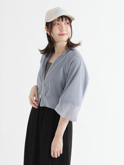 チュールダブルジップブルゾン(ブラック/ブルー)|Te chichi TERRASSE(テチチ テラス)通販