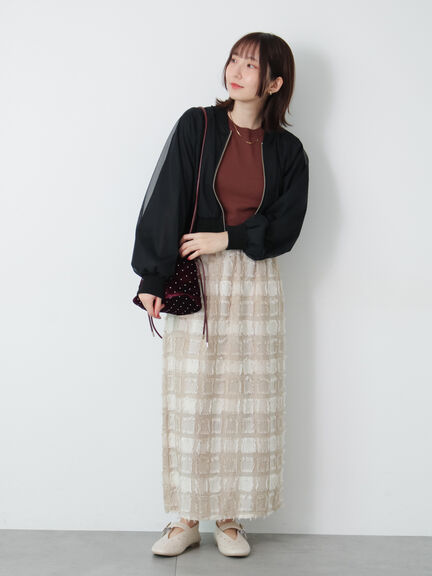 チュールダブルジップブルゾン(ブラック/ブルー)|Te chichi TERRASSE(テチチ テラス)通販