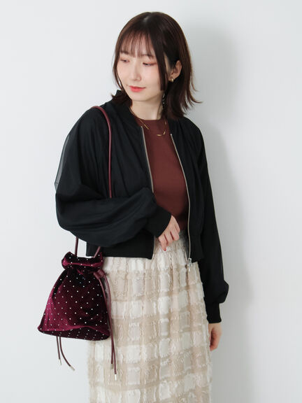 チュールダブルジップブルゾン(ブラック/ブルー)|Te chichi TERRASSE(テチチ テラス)通販