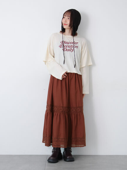 レーステープギャザースカート《2025autumn catalog item》(オフホワイト/ブラック/ブラウン)|Te chichi TERRASSE(テチチ テラス)通販