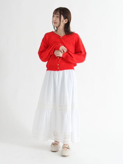 レーステープギャザースカート《2025autumn catalog item》(オフホワイト/ブラック/ブラウン)|Te chichi TERRASSE(テチチ テラス)通販