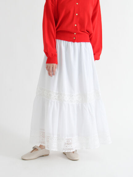 レーステープギャザースカート《2025autumn catalog item》(オフホワイト/ブラック/ブラウン)|Te chichi TERRASSE(テチチ テラス)通販