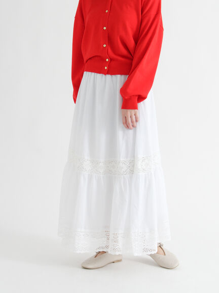 レーステープギャザースカート《2025autumn catalog item》(オフホワイト/ブラック/ブラウン)|Te chichi TERRASSE(テチチ テラス)通販