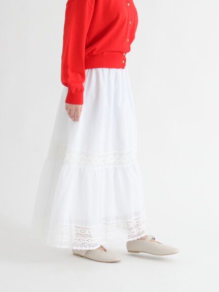 レーステープギャザースカート《2025autumn catalog item》(オフホワイト/ブラック/ブラウン)|Te chichi TERRASSE(テチチ テラス)通販