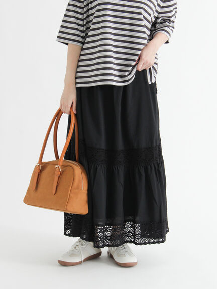 レーステープギャザースカート《2025autumn catalog item》(オフホワイト/ブラック/ブラウン)|Te chichi TERRASSE(テチチ テラス)通販