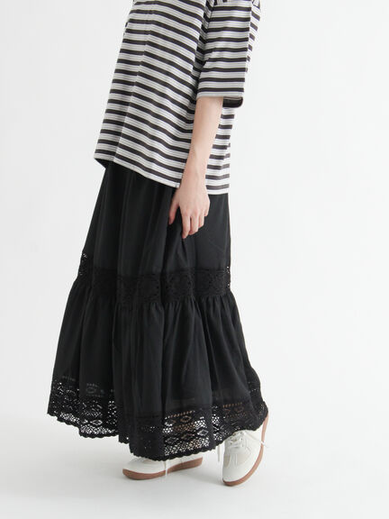 レーステープギャザースカート《2025autumn catalog item》(オフホワイト/ブラック/ブラウン)|Te chichi TERRASSE(テチチ テラス)通販