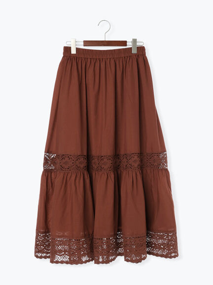 レーステープギャザースカート《2025autumn catalog item》(オフホワイト/ブラック/ブラウン)|Te chichi TERRASSE(テチチ テラス)通販