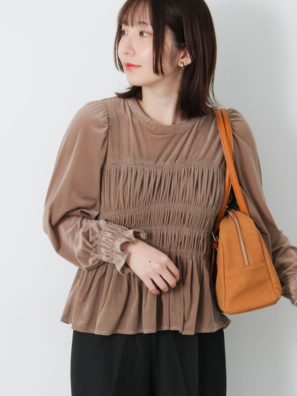 ベロアシャーリングトップス(オフホワイト/ブラック/モカ)|Te chichi TERRASSE(テチチ テラス)通販