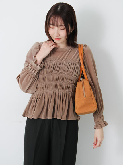 ベロアシャーリングトップス(オフホワイト/ブラック/モカ)|Te chichi TERRASSE(テチチ テラス)通販