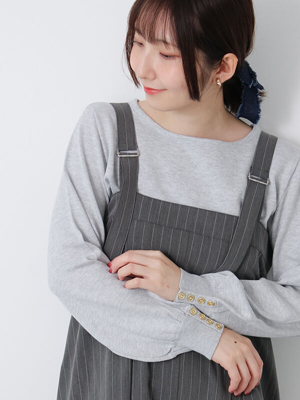 袖口金釦クルーネックニット(グレー)|Te chichi TERRASSE(テチチ テラス)通販