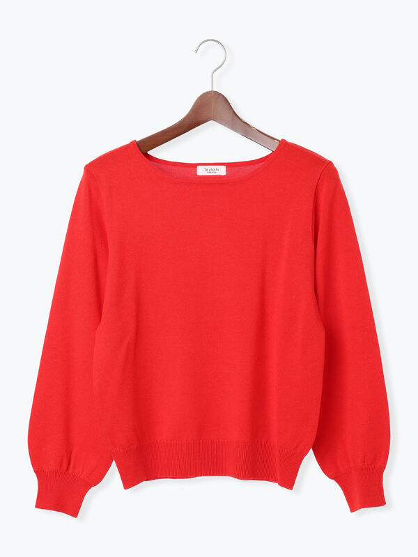 袖口金釦クルーネックニット(レッド)|Te chichi TERRASSE(テチチ テラス)通販