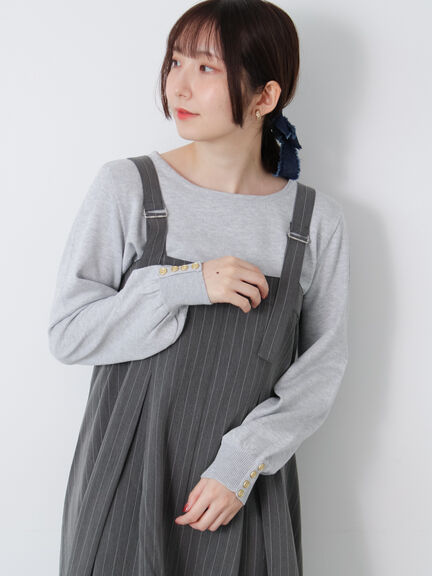 袖口金釦クルーネックニット(グレー/ブラック/レッド/ブルー)|Te chichi TERRASSE(テチチ テラス)通販