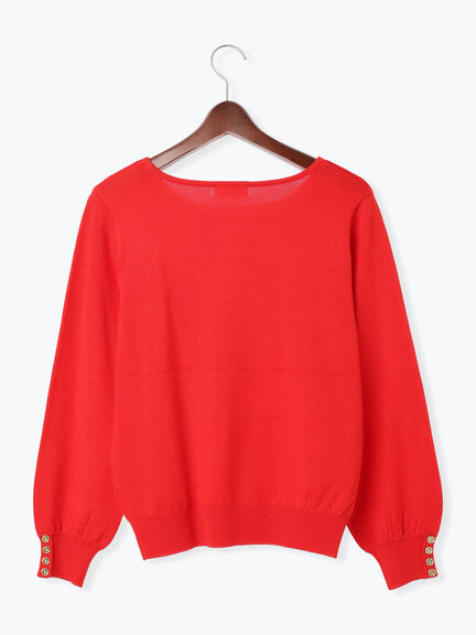 袖口金釦クルーネックニット(グレー/ブラック/レッド/ブルー)|Te chichi TERRASSE(テチチ テラス)通販