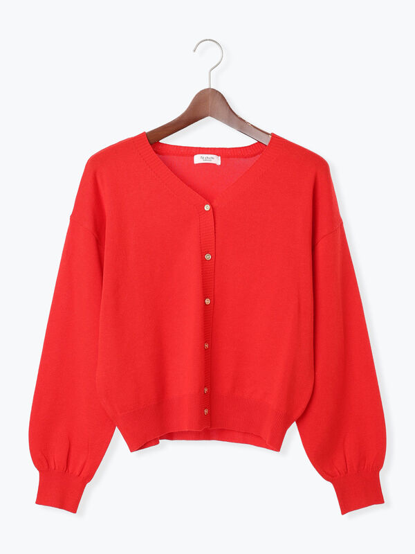 前後2WAY金釦Vネックカーディガン(レッド)|Te chichi TERRASSE(テチチ テラス)通販
