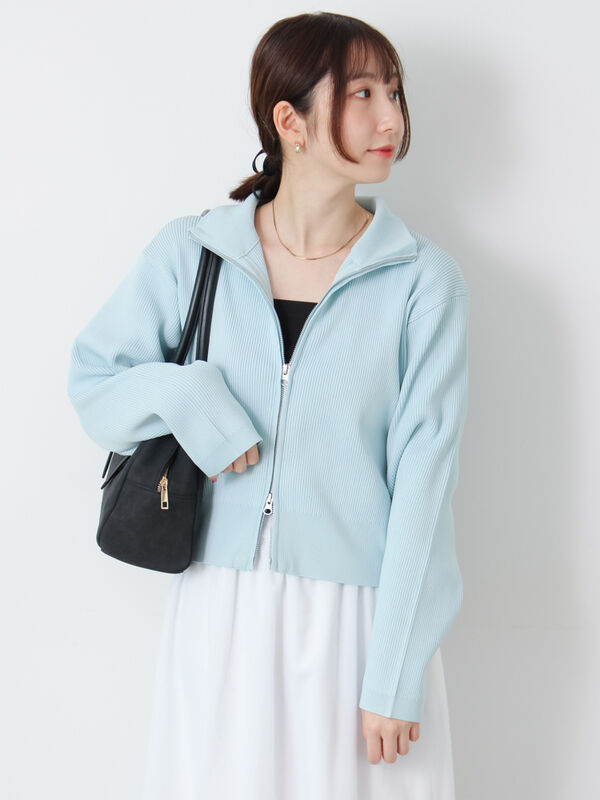 Wジップハイネックリブカーディガン(ミント)|Te chichi TERRASSE(テチチ テラス)通販
