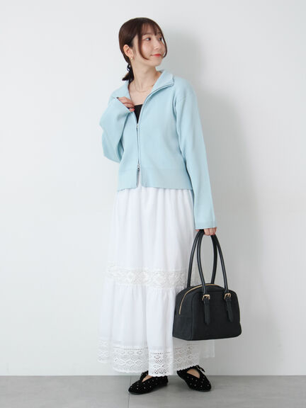 Wジップハイネックリブカーディガン(オフホワイト/ブラック/レッド/ミント/ネイビー)|Te chichi TERRASSE(テチチ テラス)通販