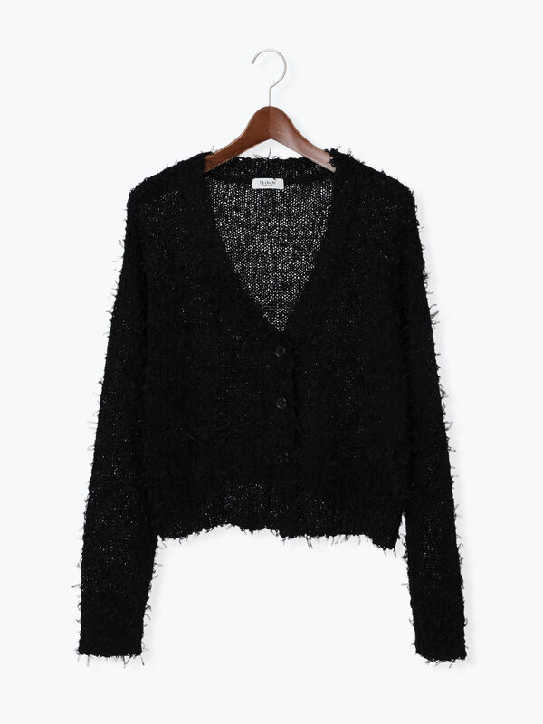 Vネックチュールフリンジカーディガン(ブラック)|Te chichi TERRASSE(テチチ テラス)通販