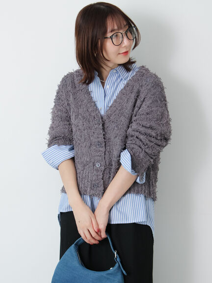 Vネックチュールフリンジカーディガン(オフホワイト/グレー/ブラック)|Te chichi TERRASSE(テチチ テラス)通販