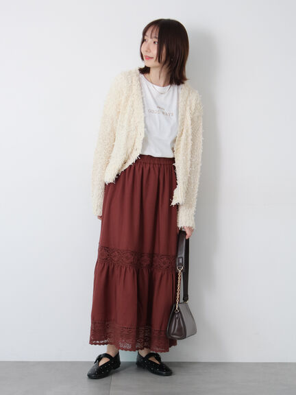 Vネックチュールフリンジカーディガン(オフホワイト/グレー/ブラック)|Te chichi TERRASSE(テチチ テラス)通販