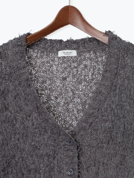 Vネックチュールフリンジカーディガン(オフホワイト/グレー/ブラック)|Te chichi TERRASSE(テチチ テラス)通販