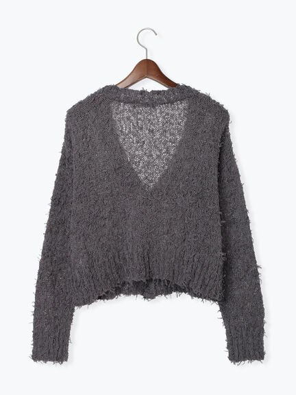 Vネックチュールフリンジカーディガン(オフホワイト/グレー/ブラック)|Te chichi TERRASSE(テチチ テラス)通販