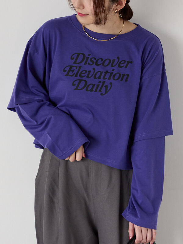 フェイクレイヤードプリントTシャツ(パープル)|Te chichi TERRASSE(テチチ テラス)通販